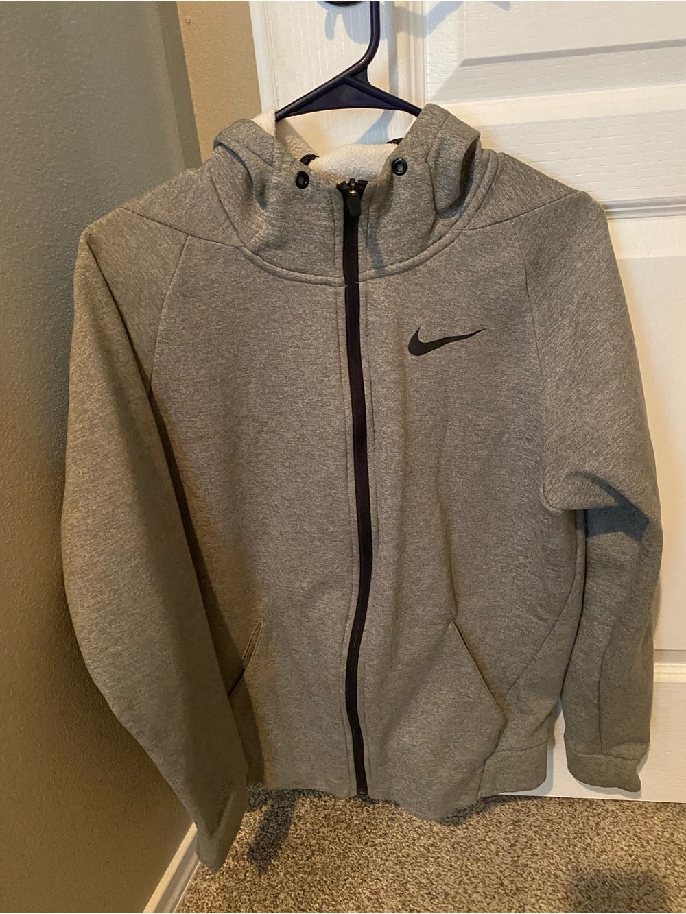 Nike Gray Dri-Fit zip up hooded sweatshirt men’s